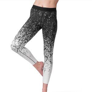 Reebok Women's Cardio Spike Training Black and White Speckle Leggings Size XS